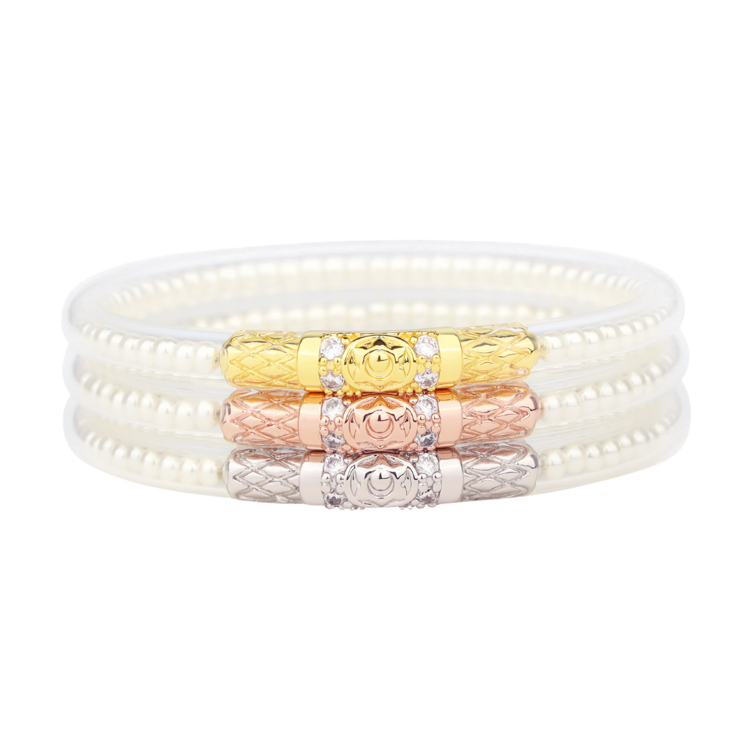 BuDhaGirl® White Pearl Bangles: Celebrate Mom with Timeless Elegance