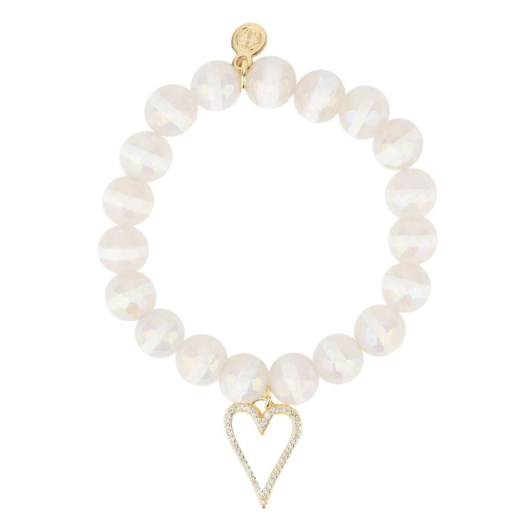 White Capiz Heart Bracelet