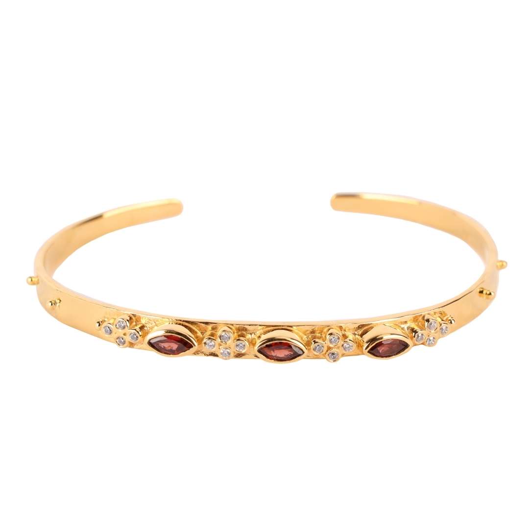 Garnet Crystal | Gold-Plated Cuff Bracelet  | BuDhaGirl