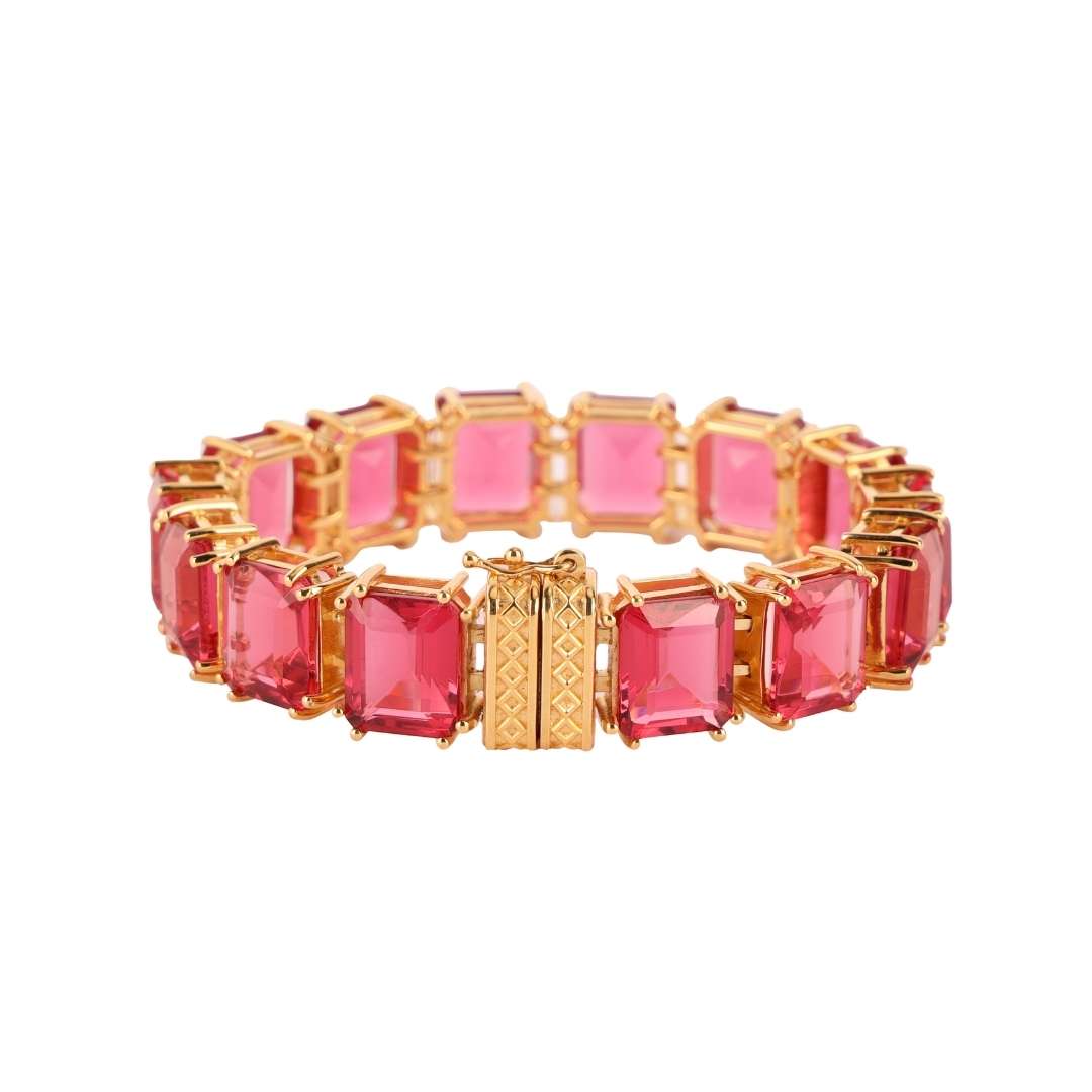 Princess Cut Jewels With Gold Clasp - Dahlia Bracelet | BuDhaGirl