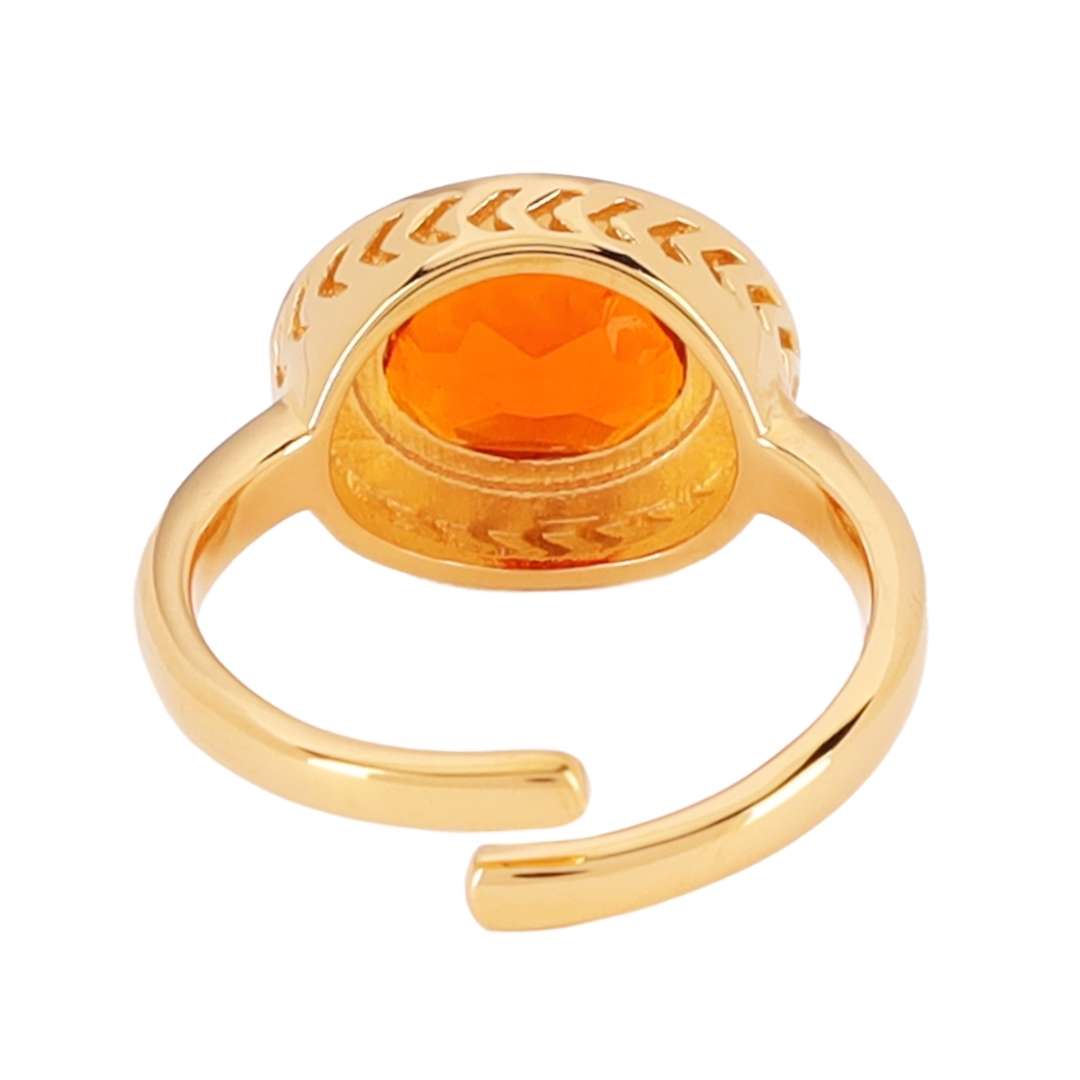 Orange Pink Faceted Crystal Cabochon Orb Enamel Bezel Galaxy Ring | BuDhaGirl