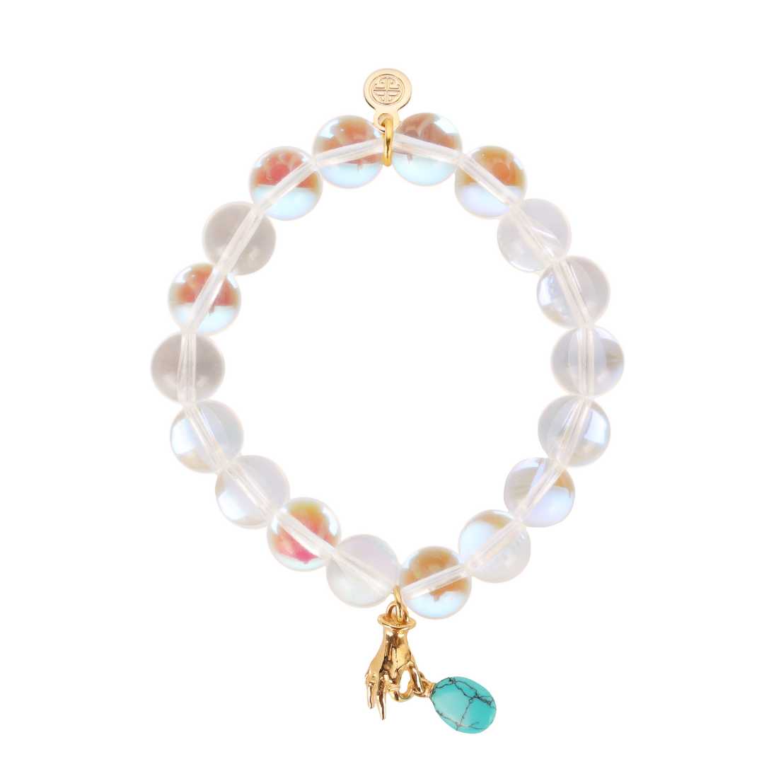 Ines Bracelet - Clear Crystal Bead With Charms | BuDhaGirl