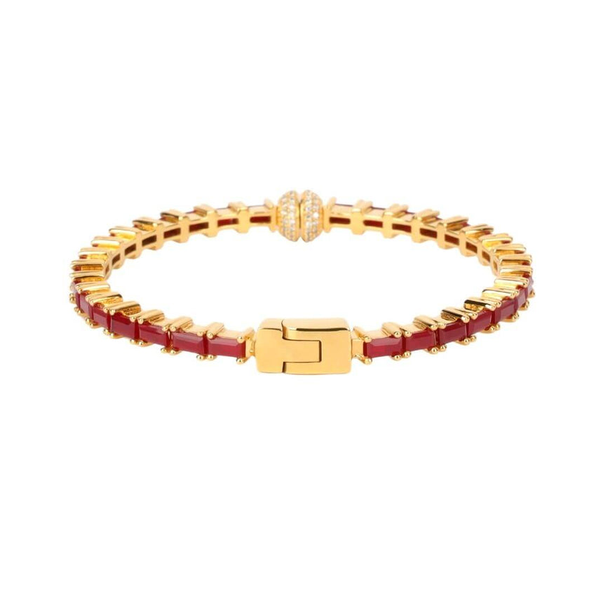 Ruby Baguette Crystals Aurora Bracelet | BuDhaGirl